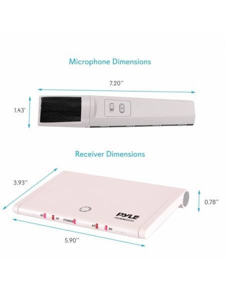 Pyle PDWM2232 Sistema de micrófono inalámbrico UHF - Incluye (2) micrófonos de mano con batería recargable USB, frecuencia fija 